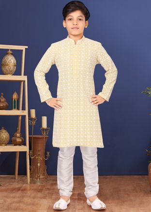 Yellow Kids Readymade Georgette Kurta Churidaar