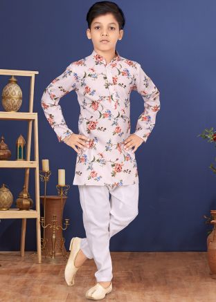 Kids White Readymade Cotton Kurta Pajama
