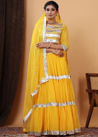 Yellow Gota Lace Embroidered Lehenga Choli