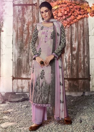 Purple Floral Digital Printed Palazzo Suit