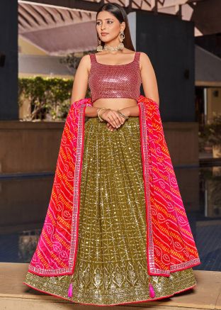 Green Embroidered Lehenga Choli & Dupatta