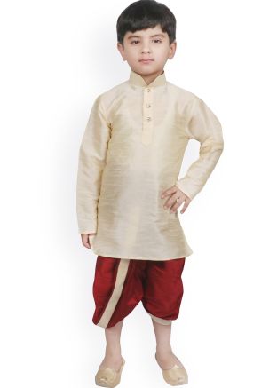 Readymade Cream Kids Kurta With Dhoti