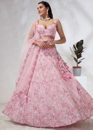 Pink Embroidered Lehenga Choli