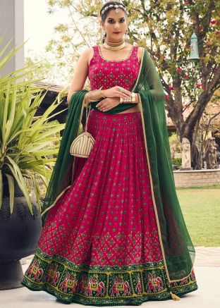Pink Embroidered Lehenga Choli