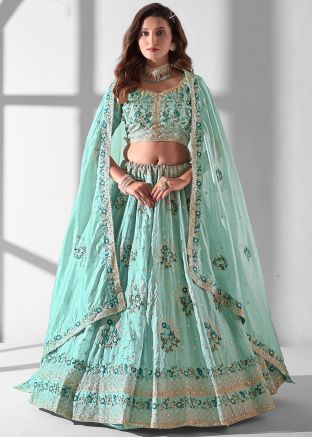 Blue Embroidered Lehenga Choli