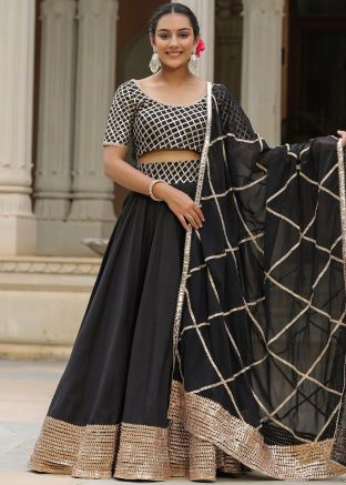 Black Gota Lace Embroidered Lehenga Choli