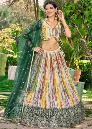 Multicolor Sequins Embellished Chiffon Lehenga Choli