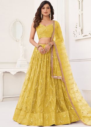 Yellow Emroidered Lehenga Choli Embroidered