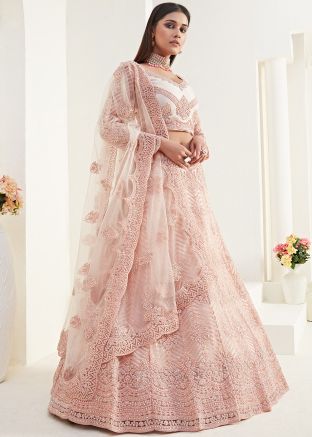 Pink Embroidered Lehenga Choli In Net