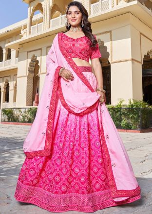Pink Embroidered Lehenga Choli