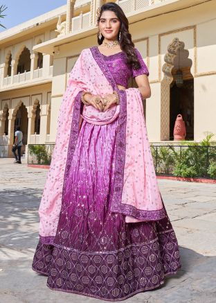 Purple Embroidered Lehenga Choli