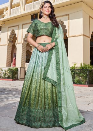 Green Embroidered Lehenga Choli