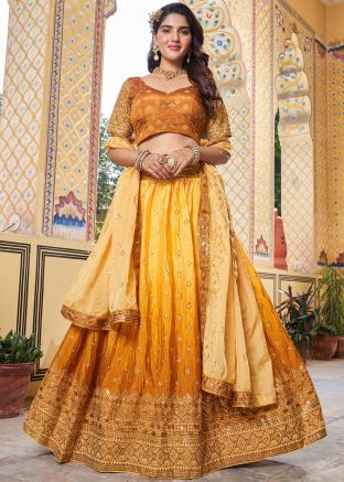 Yellow Embroidered Lehenga Choli