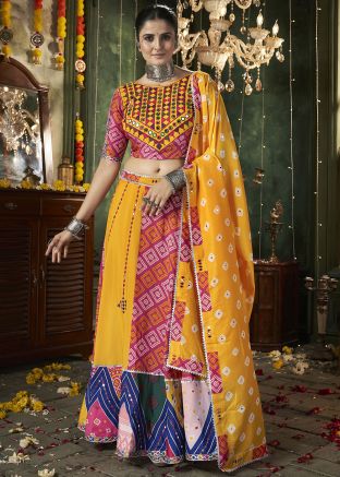 Yellow Readymade Embellished Navratri Lehenga Choli