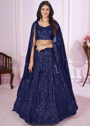 Blue Embroidered Lehenga Choli