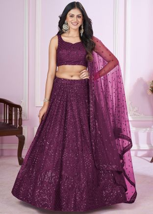 Purple Embroidered Lehenga Choli