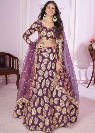 Purple Embroidered Lehenga Choli