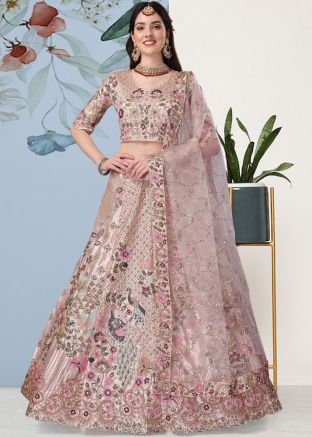 Peach Embroidered Lehenga Choli
