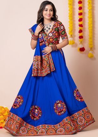 Blue Embroidered Navaratri Lehenga Choli