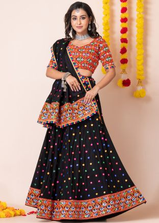 Black Embroidered Lehenga Choli For Navaratri