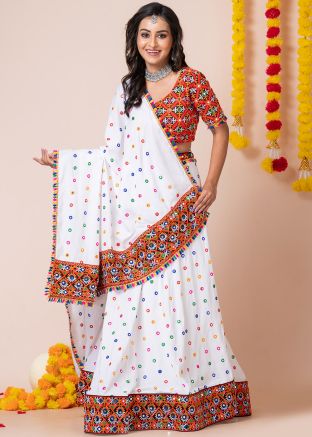 White Embroidered Lehenga Choli For Navaratri