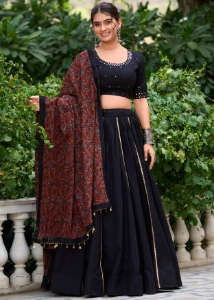 Black Cotton Navratri Lehenga Choli