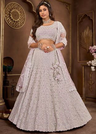 Mauve Purple Bridesmaid Lehenga Choli In Net