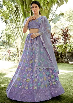 Purple Sequins Work Lehenga Choli 