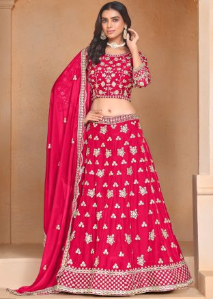 Pink Embroidered Lehenga Choli With Dupatta