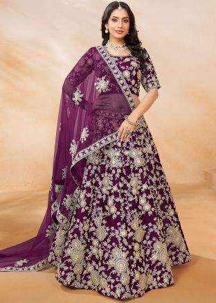 Purple Sequins Work Lehenga Choli