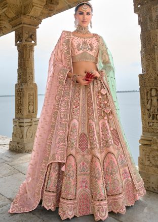 Light Pink Embroidered Bridal Lehenga Choli