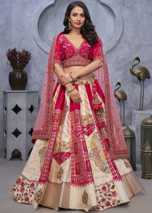 Multicolor Embroidered Organza Lehenga Choli