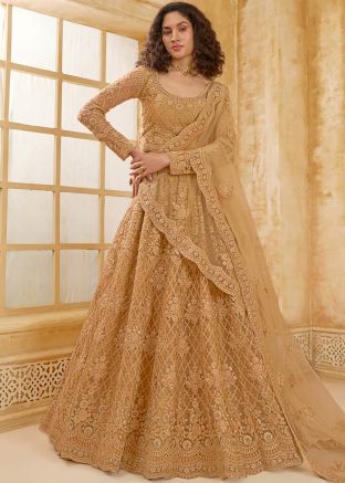 Beige Embroidered Lehenga Choli With Dupatta