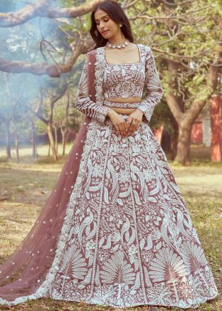 Rose Gold Pink Embroidered Bridesmaid Lehenga Choli