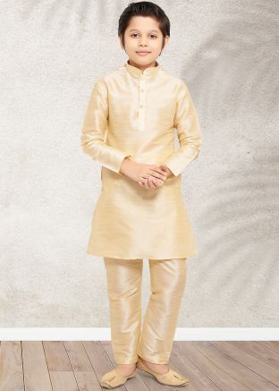 Golden Art Silk Kids Kurta Pajama 