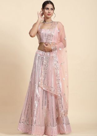 Pink Sequins Embroidered Lehenga Choli