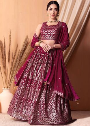 Pink Sequins Embroidered Lehenga Choli
