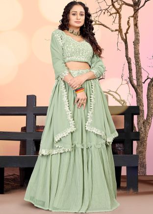 Green Embroidered Lehenga Choli n Georgette