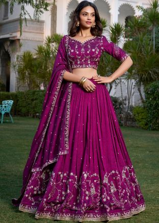 Purple Embroidered Lehenga Choli