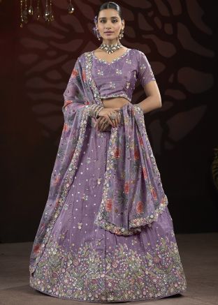 Purple Readymade Embroidered Lehenga Choli
