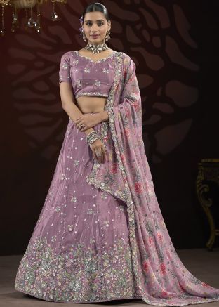 Purple Embroidered Lehenga Choli