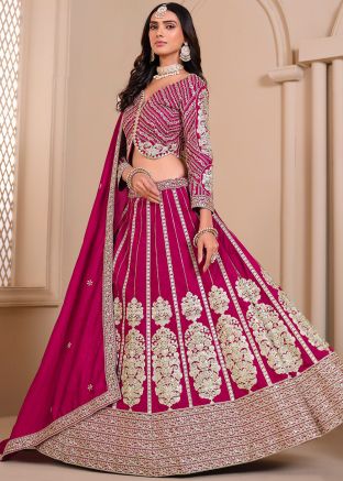 Pink Art Silk Lehenga Choli In Dori Work