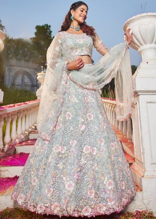 Blue Embroidered Lehenga Choli