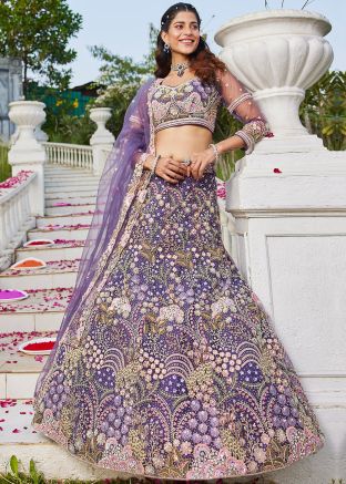 Blue Embroidered Leheng Choli