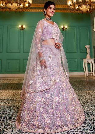 Mauve Purple Embroidered Lehenga Choli