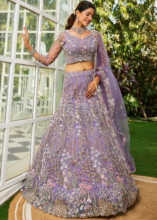 Lavender Purple Lehenga Choli In Thread Work