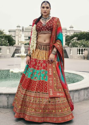Multicolor Sequin Work Lehenga Choli In Silk