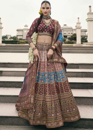 Multicolor Embroidered Lehenga Choli In Silk
