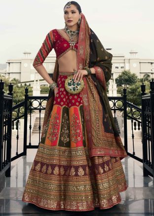 Multicolor Readymade Embroidered Lehenga Choli