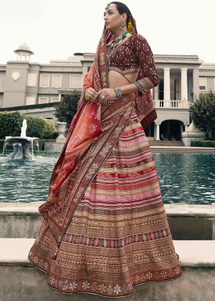 Multicolor Sequin Work Lehenga Choli In Silk